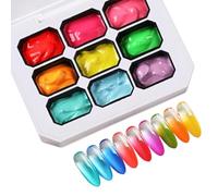 Pat Nail Gel Palette - 9 Colors Gradient Painting UV/LED Curing | Professional Salon Easy Application, Long-Lasting Shine, Home DIY, Beginners Practice,Women's Manicure Quick