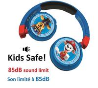 PAT PATROUILLE Comode cuffie pieghevoli 2 in 1 bluetooth e cablate per bambini con limitazione del suono - LEXIBOOK