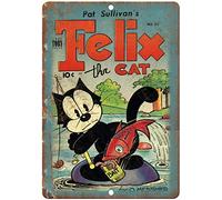 Pat Sullivan's Felix The Cat Toby Press Metal Wall Art Targa in latta con animali di avvertimento divertente ristorante bar Band Newly Married Birthday Party Natale