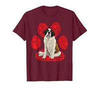 Pata di Amore Cane di San Bernardo Maglietta, Uomo, Bordeaux, L