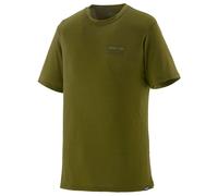Patagonia - T-shirt in lana merino - M's Cap Cool Merino Blend Graphic Shirt Fitz Roy Strata: Pond Green per Uomo in Lana Vergine - Taglia L - Kaki