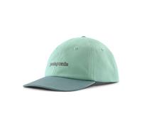 Patagonia - Cappello con visiera curva in cotone biologico per escursionismo - Fitz Roy Icon Trad Cap Text Logo Thin Ice in Cotone - Blu