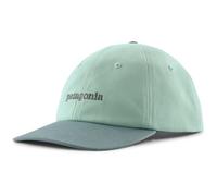Patagonia - Cappello con visiera curva in cotone biologico per escursionismo - Fitz Roy Icon Trad Cap Text Logo Thin Ice in Cotone - Blu