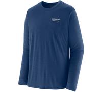 Patagonia - Maglietta tecnica e traspirante a maniche lunghe per l'escursionismo - M's L/S Cap Cool Merino Blend Grphc Shirt Hrtg Header Clement Blue per Uomo in Poliestere Riciclato - Taglia M