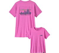 Patagonia - Maglietta traspirante - W's Cap Cool Daily Graphic Shirt '73 Skyline: Brisk Purple X-Dye per Donne - Taglia L - Rosa