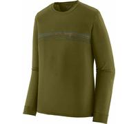Patagonia - T-shirt a maniche lunghe da uomo - M's L/S Cap Cool Merino Blend Graphic Shirt Strata Stripe: Pond Green per Uomo in Lana Vergine - Taglia M - Kaki