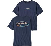 Patagonia - t-shirt classica e comoda in cotone biologico - M's '95 Oval Logo T-Shirt New Navy Kaleido per Uomo in Cotone - Taglia L - Blu navy