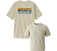 Patagonia - T-shirt da escursionismo traspirante e leggero - M's Cap Cool Daily Shirt Boardshort Logo Dyno White per Uomo in Poliestere Riciclato - Taglia S - Beige