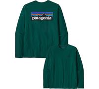 Patagonia - T-shirt da uomo in cotone riciclato - M's L/S P-6 Logo Responsibili-Tee Cascade Green per Uomo in Cotone - Taglia S - Verde Verde S