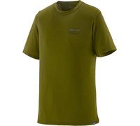 Patagonia - T-shirt in lana merino - M's Cap Cool Merino Blend Graphic Shirt Fitz Roy Strata: Pond Green per Uomo in Lana Vergine - Taglia M - Kaki
