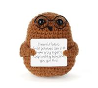 Patata Positiva, 7,5 cm Mini Patata Positiva Divertente con Biglietto Positivo Occhiali Carini Bambola di Patate Lavorata a Maglia Per Regali di Compleanno Amici Natale Decorazione per Feste