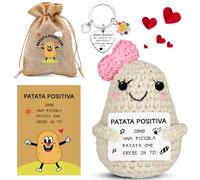 Patata Positiva Italiano con Portachiavi, Regalo Originale e Divertente, Pocket Hug Patate Positive Bambola, Positive Potato Peluche, Incoraggiamento Compleanno per Amiche Famiglia Collega (B)