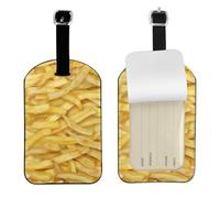 Patate fritte,Etichette per bagagli in pelle PU, etichette per bagagli resistenti da viaggio, 2 pezzi