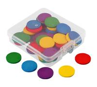 Patatine di bingo con banco colorato - Contatori per la matematica | 50 pezzi monete token rotonde in legno | Contatori di matematica per i bambini, conteggio delle risorse Matema Matema Manipolatori