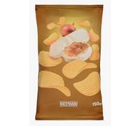 Patatine Fritte Ondulate Gusto Formaggio di Capra e Cipolla Caramellata, Snack Croccante di Mais Fritto, 150g, pack 5