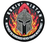 Patch 3D PVC Airsoft ESKIVINISTAN SPARTANS Toppa 3D PVC Scratch Hook Loop 80mm| Toppa MILITARE 3D per zaino militare, Scudo, bandiera, outdoor, crossfit, bushcraft, sopravvivenza|TS-PTCH-ESKIV