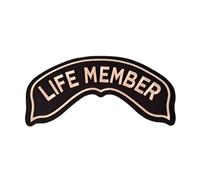 Patch Biker Grande LIFE MEMBER Rocker Backpatch Ricamata Oro per Giubbotto Moto Gilet Pelle Toppa Club Custom 30x10 cm
