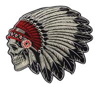 Patch Biker Grande Skull Indian Backpatch Ricamata Toppa Moto Rocker Tribale per Giubbotto Pelle Gilet Custom Giubbotto o Abbigliamento Fai da Te (Colorato)