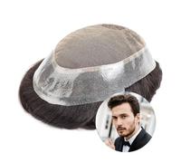 Patch Capelli Uomo Base in pizzo e PU Australia Parrucchino da uomo traspirante Parrucca for Sistema di sostituzione dell'attaccatura naturale della protesi capillare Parrucche per uomo(#1B05)