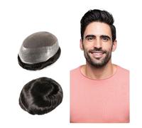 Patch Capelli Uomo Parrucca da uomo naturale parrucchino protesi umane parte superiore in pizzo con in PU unità di sistema sostituzione dei capelli toppa for for Parrucche per uomo(#7ASH)