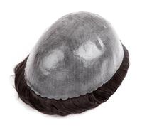 Patch Capelli Uomo Parrucca for uomo in capelli umani indiani castani, 0,1-0,12 mm, protesi for maschili con base in pelle sottile Parrucche per uomo(4#,6x8)