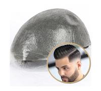Patch Capelli Uomo Protesi capillare maschile in pelle sottile PU capelli indiani toupee da uomo 8x10 pollici sistemi di sostituzione dei V-Looped unità Remy neri naturali for Parrucche per uomo(6x8)