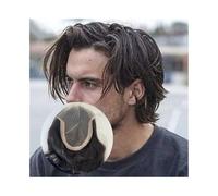 Patch Capelli Uomo Sistema di capelli umani indiani 6x8 pollici pizzo con base in PU Toupee da uomo Protesi for maschili 9" Capelli neri naturali 130% densità Parrucche per uomo