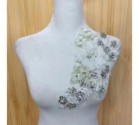 Patch da ricamo 3D, applique da ricamo, nastro in pizzo, applique in tessuto floreale 3D, toppa da cucito per collo da sposa per abito da sposa, decorazione fai da te. (bianco)