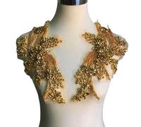 Patch da ricamo 3D, applique da ricamo, nastro in pizzo, fiori 3D, paillettes, nappe, applique ricamate, finiture in pizzo a rete, colletto da cucire, toppa per decorazione di nozze, vestito,