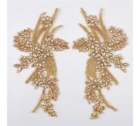 Patch da ricamo 3D, applique da ricamo, nastro in pizzo, fiori 3D, paillettes, nappe, applique ricamate, finiture in pizzo a rete, colletto da cucire, toppa per decorazione di nozze, vestito,