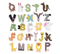 Patch da ricamo stirabili, 26 pezzi, toppe tessili, lettere animali di design adesivo termico per cappellino zaino jeans tappeto costume