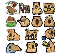 Patch da stirare per animali | Appliques a Forma di Capybara per Abbigliamento | 14 Pezzi di Ricami per Zaini Abbigliamento Studenti Insegnanti Designer di