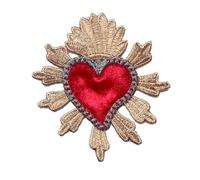 Patch Decorative 2 Pezzi di Corona d'oro e Amore Rosso Cuore Amoroso Toppa d'Amore Ricamo Moda Toppe da Cucire for Vestiti Giacca Applique Accessorio Fai da Te (Size : L)