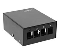 Inline Scatola patch per 4 X Keystone RJ45, metallo, nero RAL9005