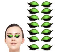 Patch for Ciglia Lazy Eye Shadow, Adesivi for Ciglia Lazy Eyeshadow, 7 Paia di Adesivi for Ombretti Glitterati con Ciglia, Ombretto E Ciglia Facili da Applicare in Uno, Senza Colla(Verde)
