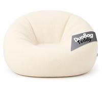PATCH HOME Comfortline 2 in 1 Teddy Poltrona Bean Bag - Pouf da gioco per adulti e bambini con chiusura lampo - già riempita, ideale per sedersi e sdraiarsi (crema, diametro 155 cm)