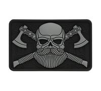 M-Tac Morale Patch Barba Skull Tactical Patch Patch Tactical Toppa 3D PVC Hook Fasteners, Black/Grey