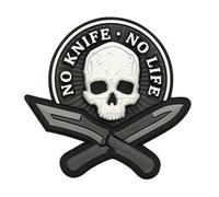 Patch M-Tac No Knife - No Life 3D PVC - Nero/Bianco