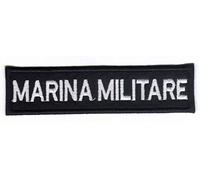 Patch Marina Militare cm 12 x 3 su Nero Toppa Ricamata Ricamo -107v Replica