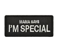Patch Militare 'Mama Says I'm Special', Toppa Tattica in Tessuto Nero, 4 cm x 9 cm