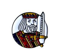 Patch Nation Spilla in metallo con emblema a forma di carte da gioco King & Queen, 26mm Diameter, Alluminio