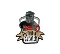 Patch Nation Spilla in metallo con scritta "Tis But a Scratch Black Knight Holy Graal", 30mm x 30mm, Alluminio