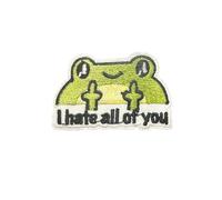 Patch Nation Toppa ricamata termoadesiva con scritta "I Hate You All Frog"