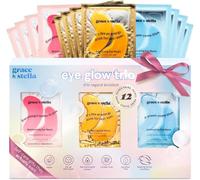 Patch Occhi (12 Paia, Oro, Blu e Rosa) - Patch Occhiaie e Borse, Rughe e Riduce Gonfiori - Maschera Contorno Occhi Occhiaie in Gel Vegan, Non Testata Sugli Animali - Eye Mask by grace&stella