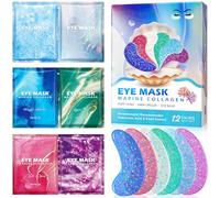 Patch Occhi con Collagene Marino Naturale & Acido Ialuronico, Perla Maschera Occhi, Patch Occhiaie, Contorno Occhi Antirughe e Occhiaie, Maschera per gli Occhi Idratante, Eye Patch Skin Care (12 PCS)