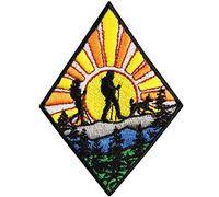 Patch outdoor Toppa ricamata ferro o cucitura: PASSIONE VIAGGIO PREMIUM - Toppa Escursionismo Ambiente Applicazione cucito Adesivo Campeggio Bügelbild Natura CLIMATICO - 80x60mm.