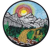 Patch Outdoor Toppa ricamata ferro o cucitura: Salva la Terra - Montagne & Paesaggio | Adesivo resistente, da cucire | Emblema dell'Alpine Club | Patch per attività all'aperto | 80x80mm.