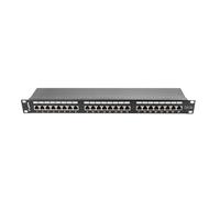 LANBERG Patch Panel 24 Porte 1U, Cat. 5E, Schermato, Nero