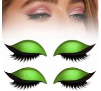 Patch per ombretto pigro, adesivo per ombretto riutilizzabile 2 in 1 e ciglia finte, strumento per il trucco pigro rapido, stencil per il trucco colorati per tutte le forme degli occhi (Verde)