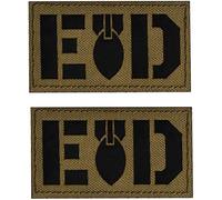 Patch riflettente EOD Patch esplosivo Smaltimento Bombe Squad Patch militare Tattica Morale Ricamati Badge Gancio e Loop Patch 8 x 5 cm Confezione da 2